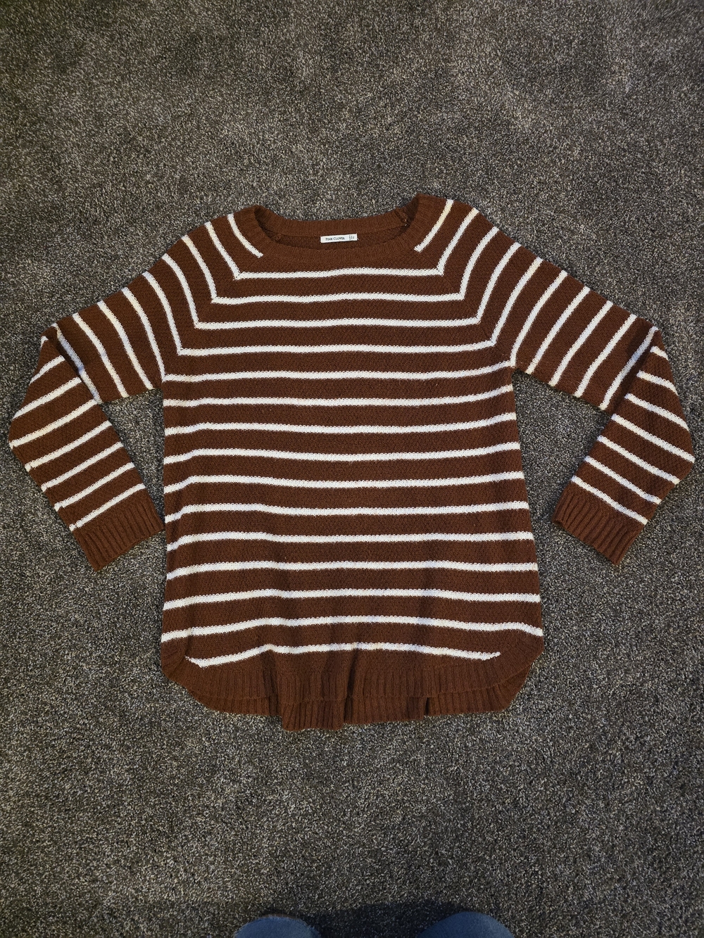 Striped Brown Crewneck Sweater - Women